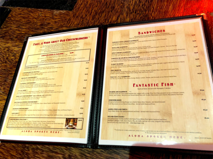 Cheeseburger In Paradise Waikiki チーズバーガー・イン・パラダイス 感想・レビュー メニュー