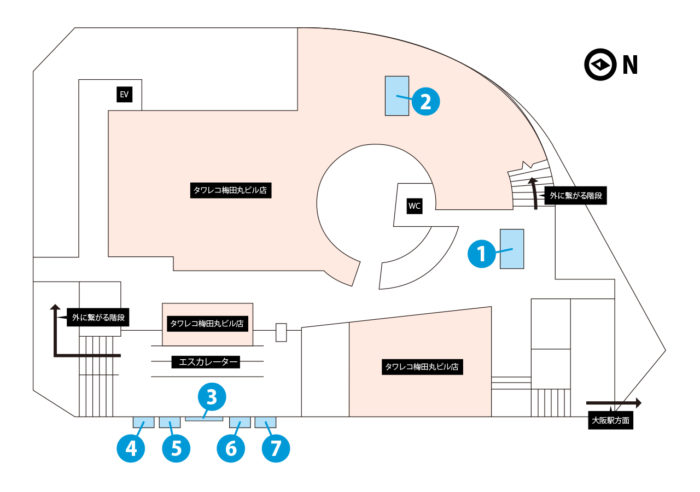 タワーレコード 大阪マルビル B'zの展示マップ